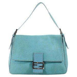 FENDI Mamma Selleria Soft Turquoise Baguette